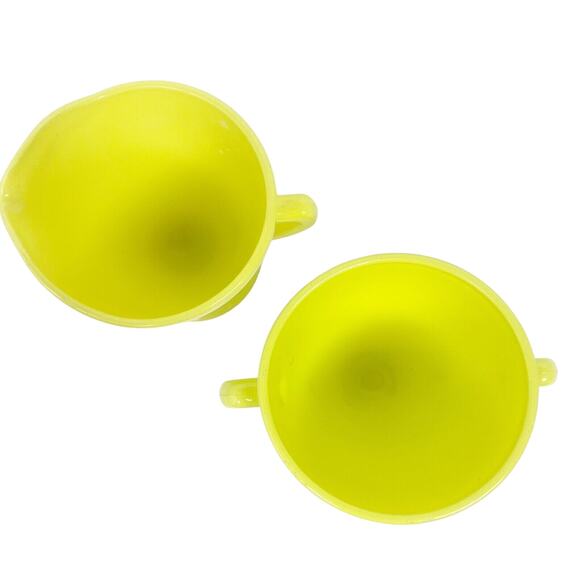 vintage Hazel-Atlas glass Ovide Chartreuse CREAMER & open SUGAR set glassware - Picture 3 of 12